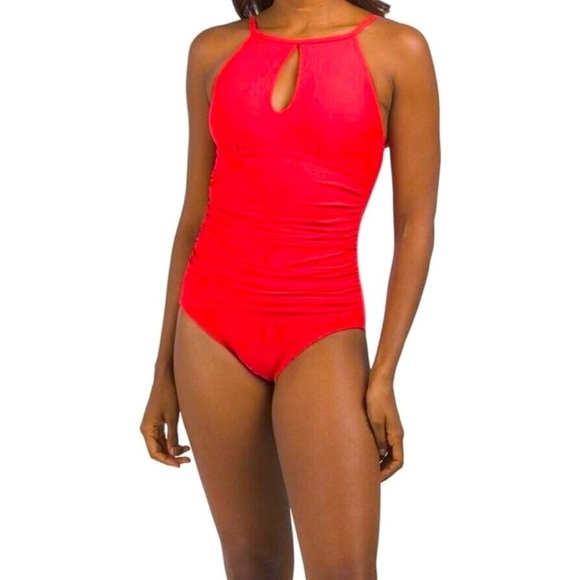 NWT ELLEN TRACY One Piece Swimsuit, High Neck Swimsuit with Keyhole Cutout - Picture 1 of 5